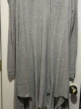 The Limited Heather Gray Ribbed Open Cardigan